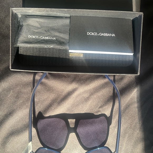 Dolce & Gabbana Gros Grain 60MM Sunglasses blue frame, silver accents. - Picture 9 of 14